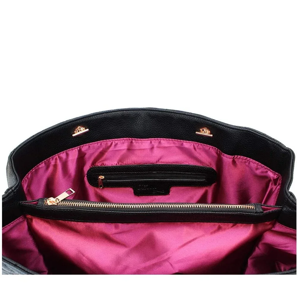 New Le Bag Quilted Travel Tote and Laptop Handbag, Black